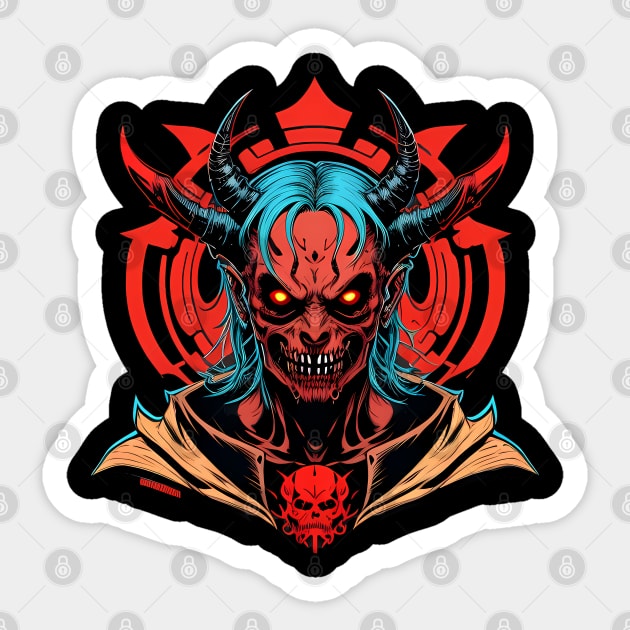 Demon Cyberpunk Sticker by TaevasDesign